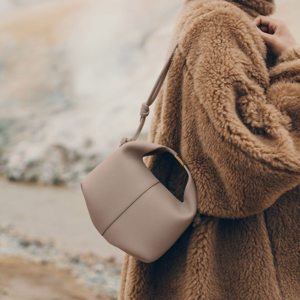 Soft Taupe Crossbody Mini Bag with Minimalist Aesthetic