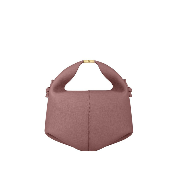 Contemporary Mauve Handbag with Sculpted Design & Gold Detailing