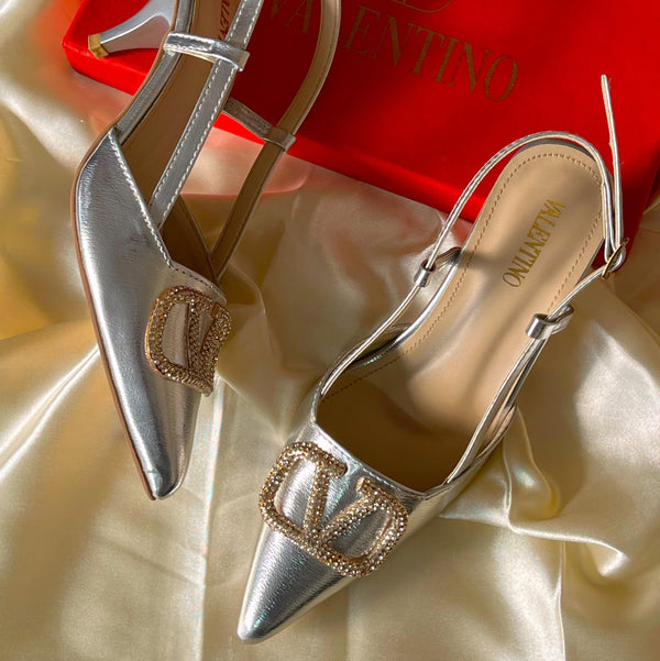 V-Tino Signature Point Heels - Silver