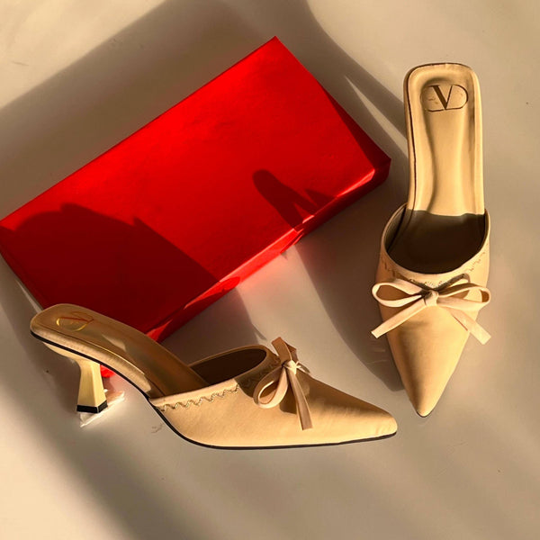 Velvet Aura Classic Heels (Beige)