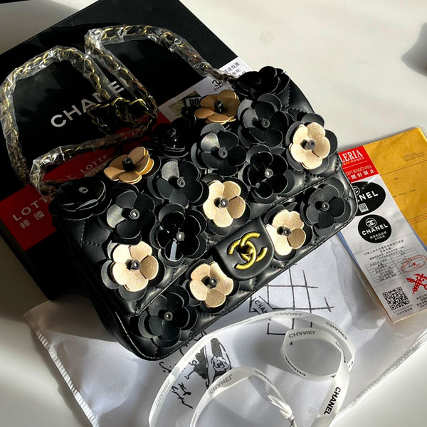 Camellia Flap Bag 
Metallic - Antique Gold